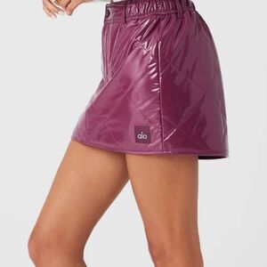 ALO Yoga Shiny Pink Quilted Skirt